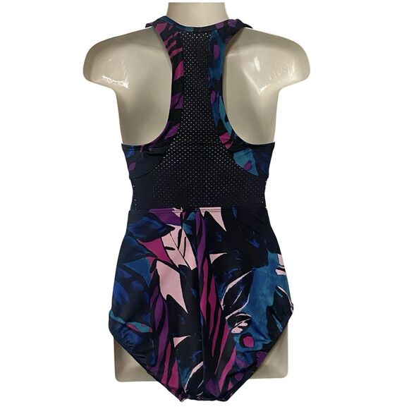 All In Motion Womens Size Small Zip-Front One Piece Swimsuit Racerback Laser Cut - Picture 7 of 13